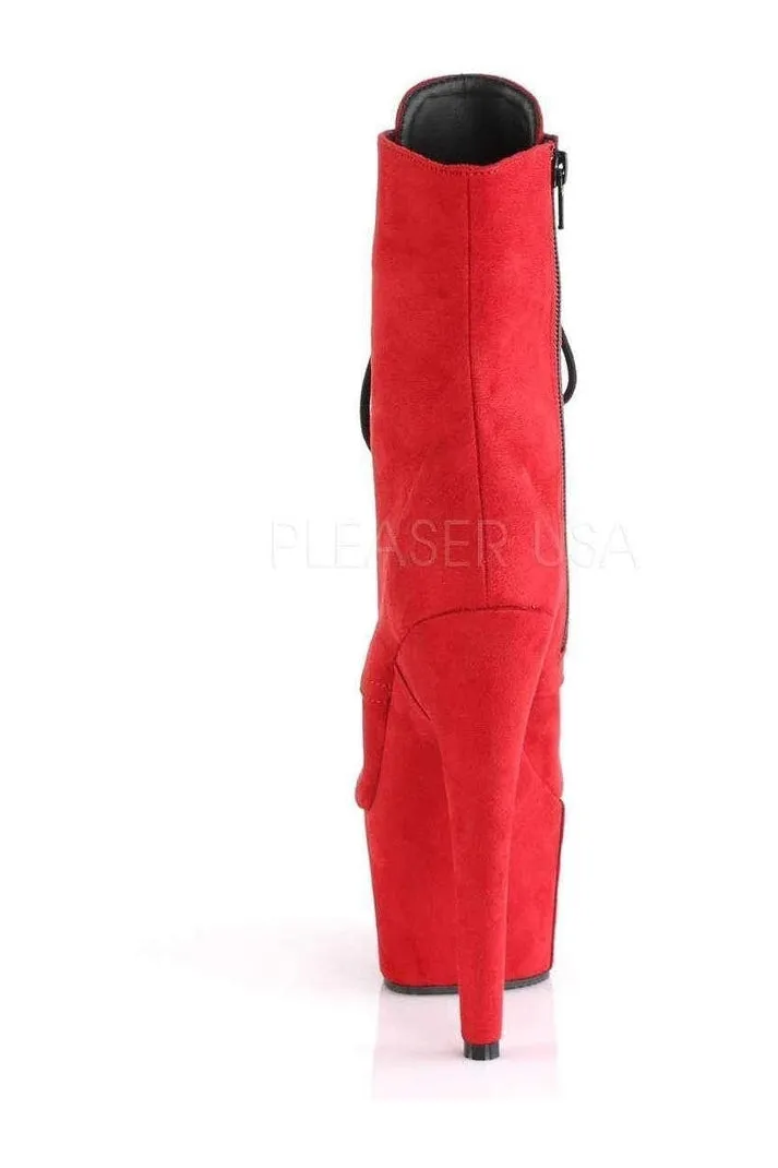 ADORE-1020FS Platform Ankle Boot | Red Faux Leather