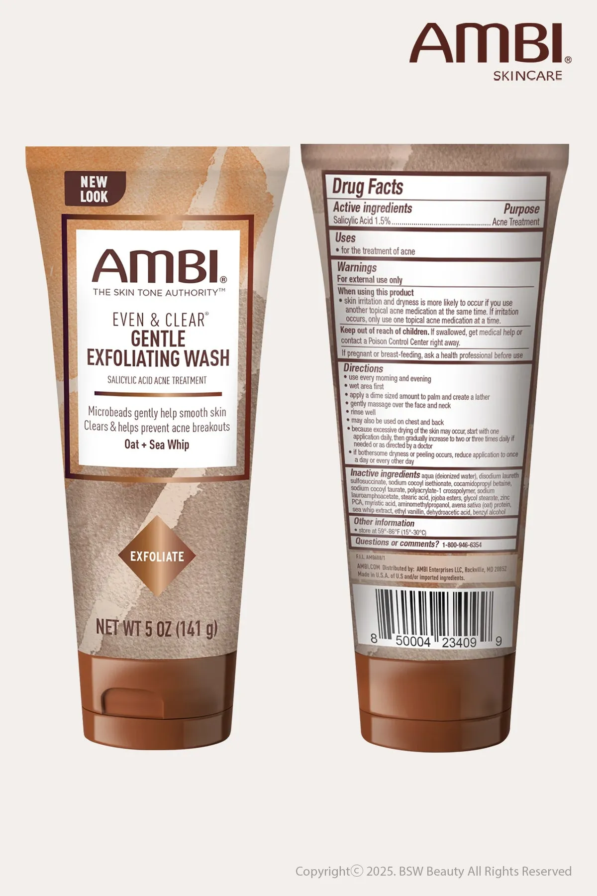 AMBI EVEN & CLEAR GENTLE EXFOLIATING WASH 5oz