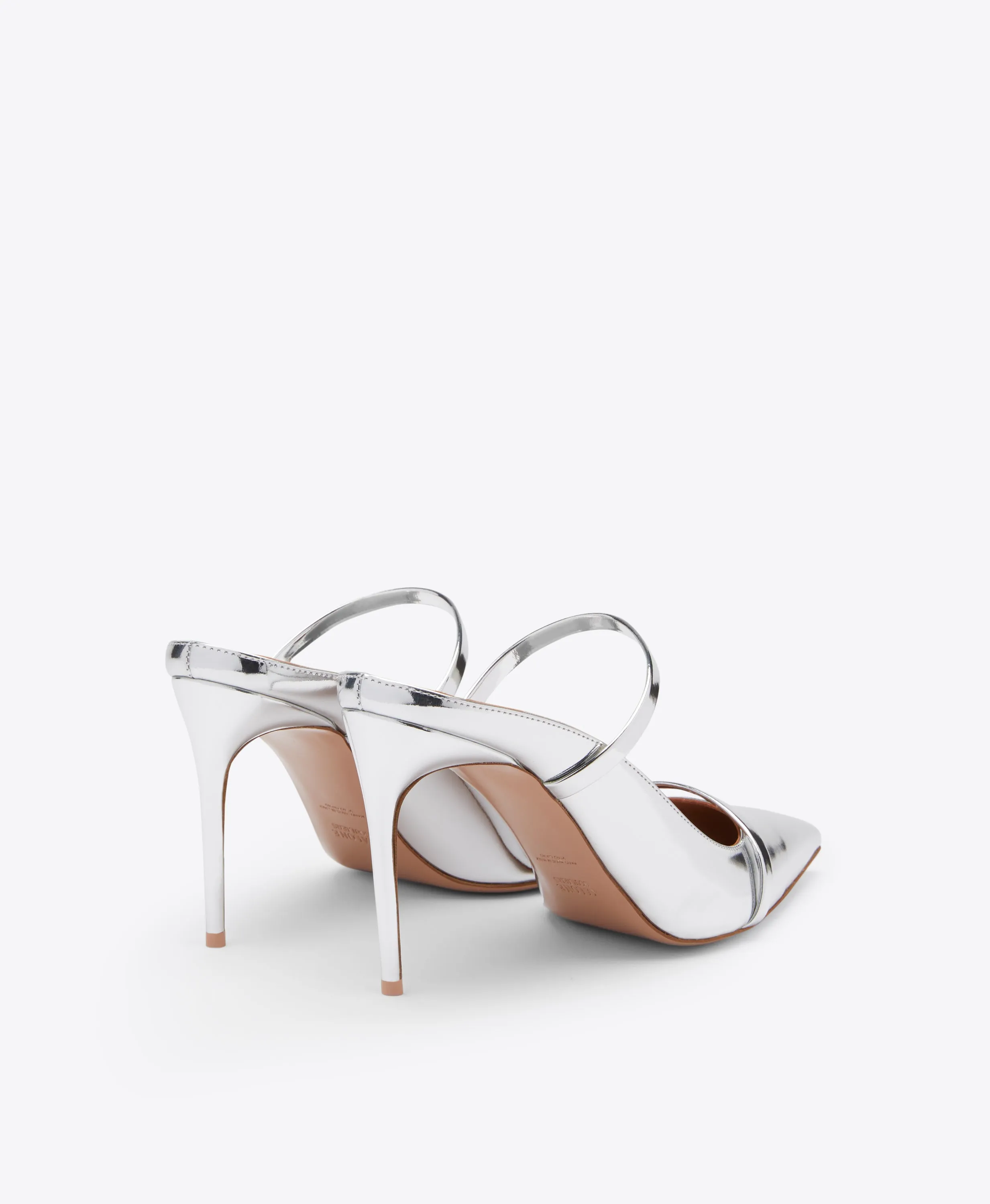 Aurora 90 Silver  Leather Heeled Mules