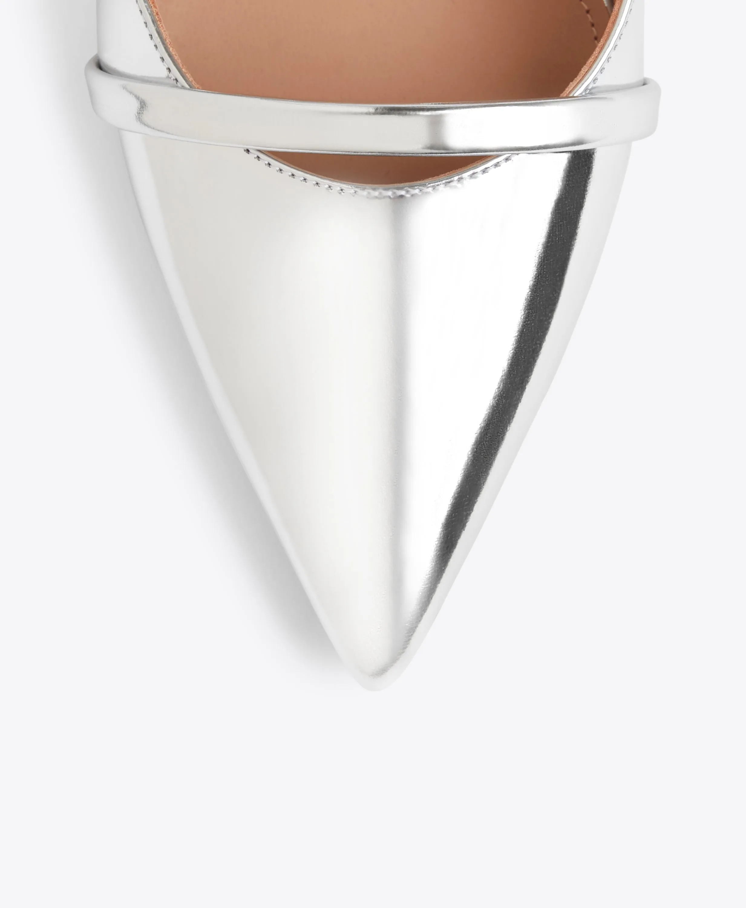 Aurora 90 Silver  Leather Heeled Mules