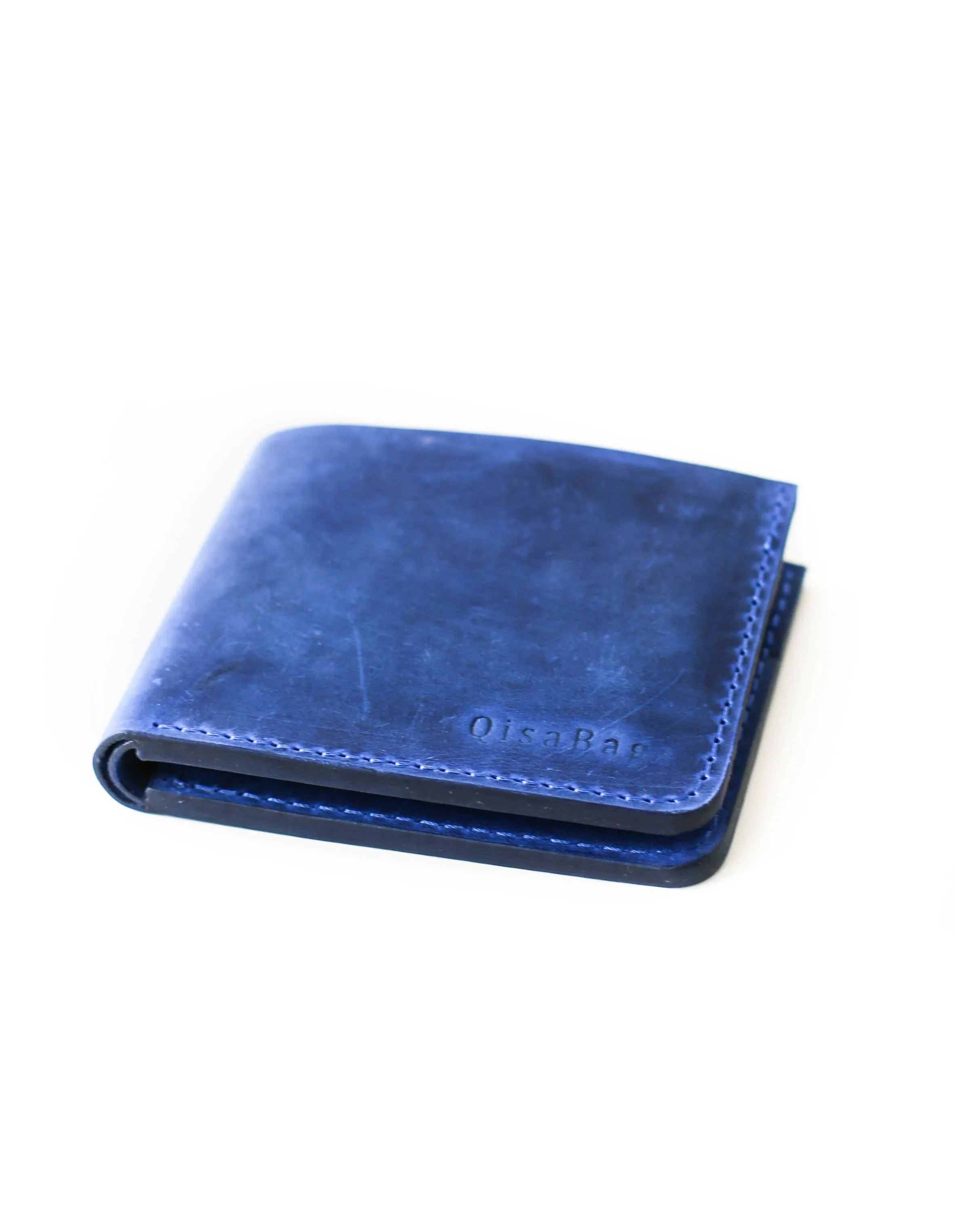 Bifold Leather Wallet - Electric Blue