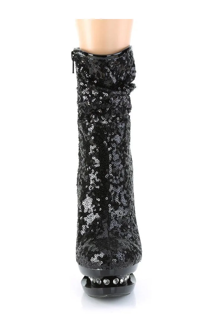BLONDIE-R-1009 Exotic Boot | Black Sequins