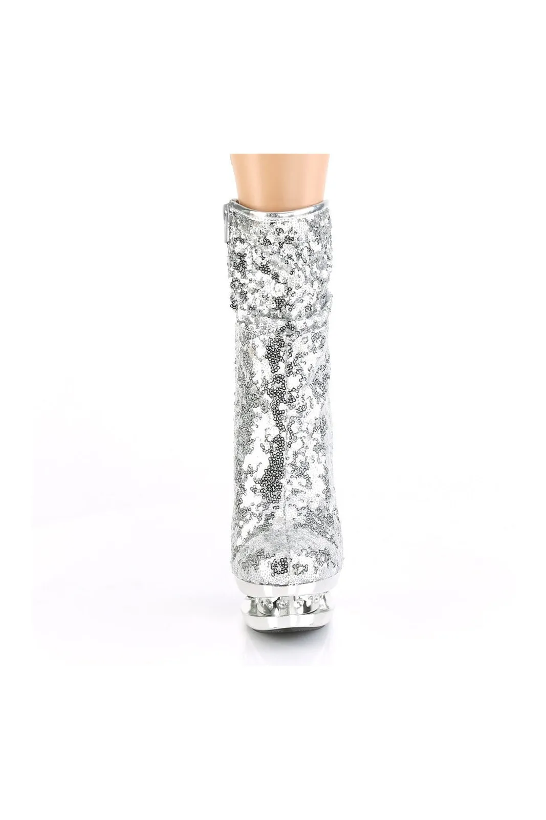 BLONDIE-R-1009 Exotic Boot | Silver Sequins