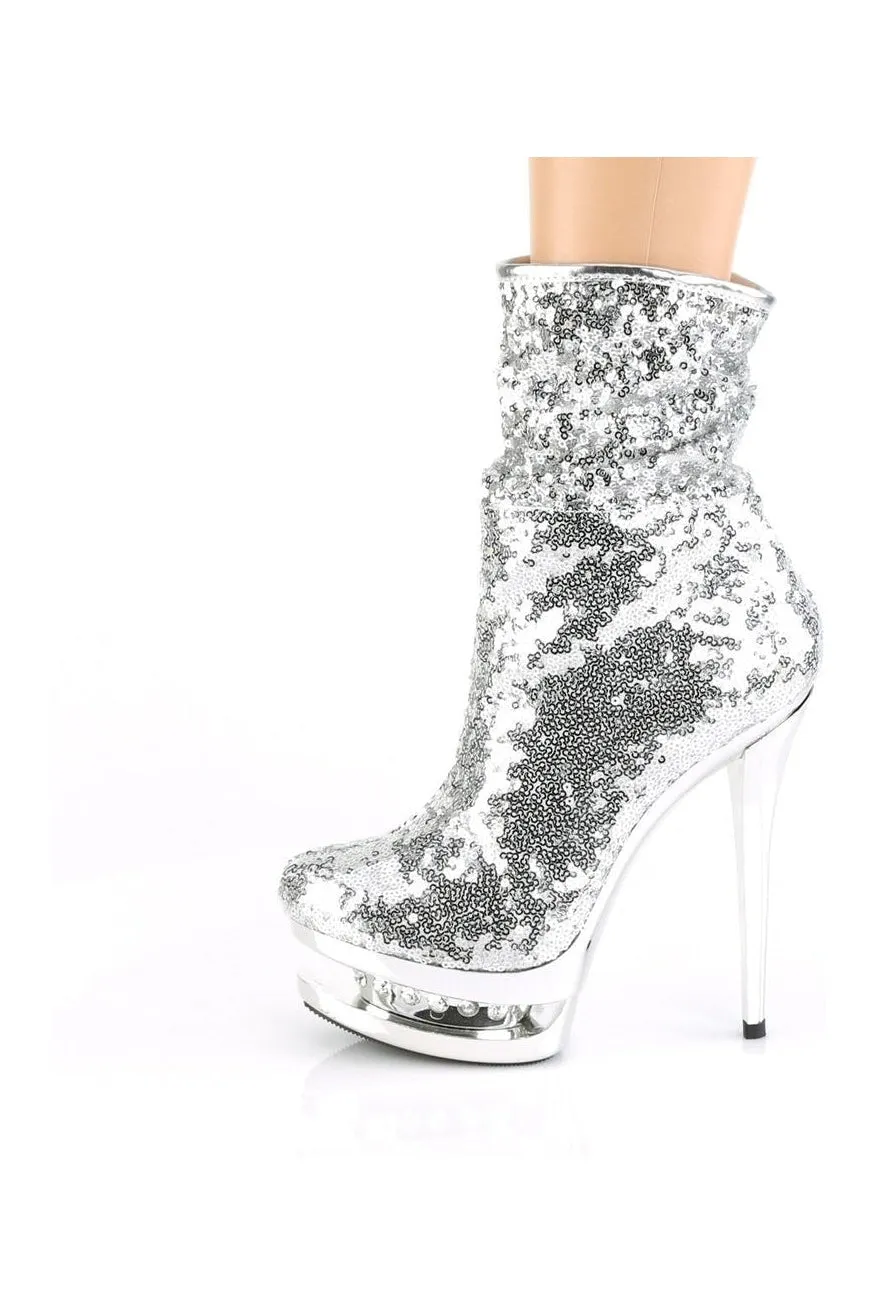 BLONDIE-R-1009 Exotic Boot | Silver Sequins