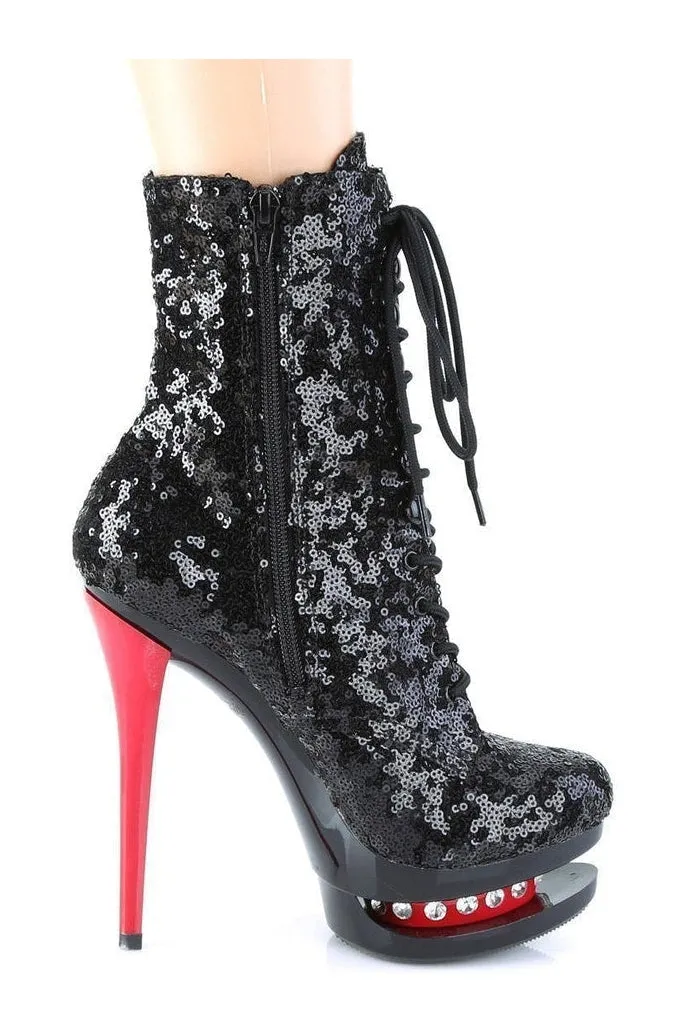 BLONDIE-R-1020 Exotic Boot | Black Sequins