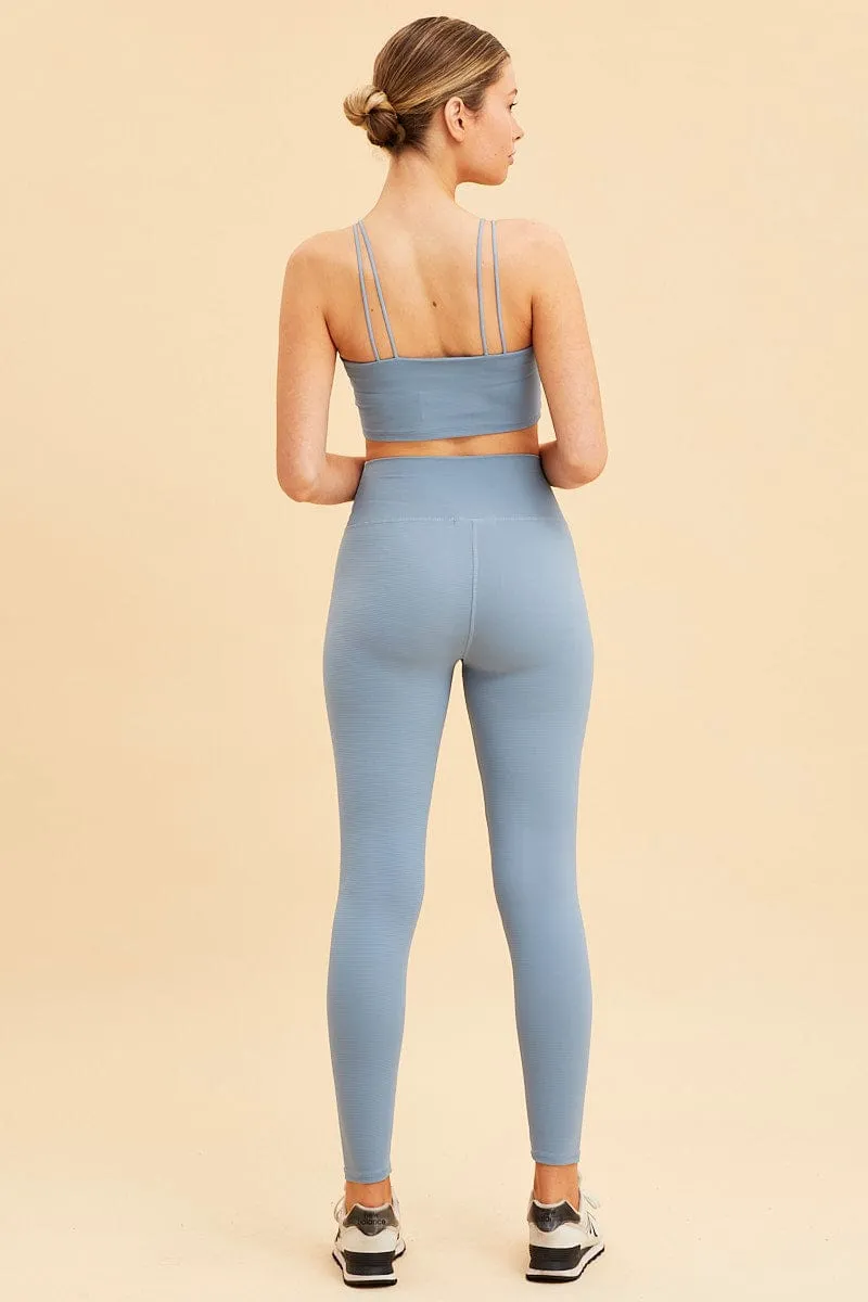 Blue Rib Legging Active Stretch Full Length