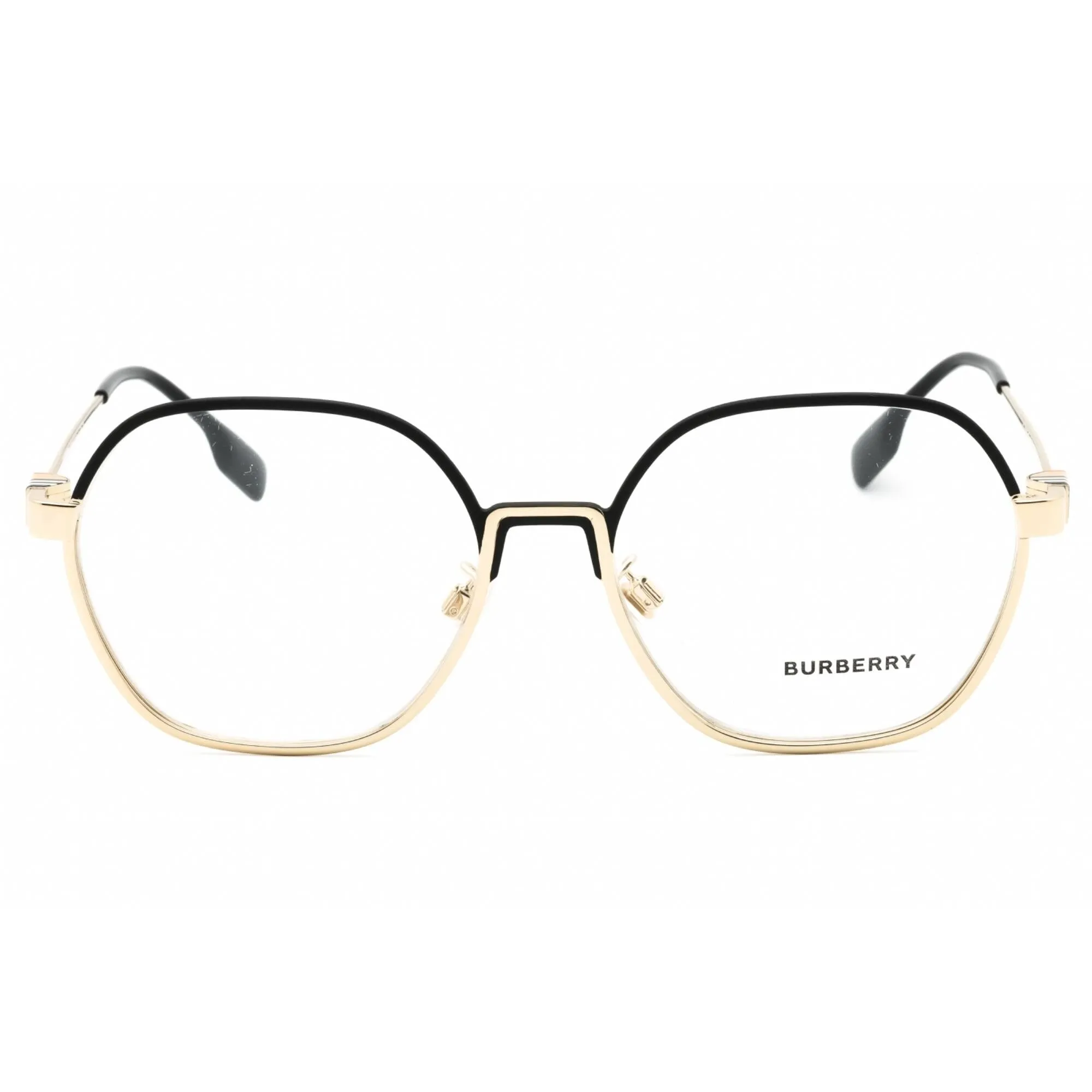 Burberry Men's Eyeglasses - Black/Gold Metal Full Rim Geometric Frame | 0BE1379D 1109