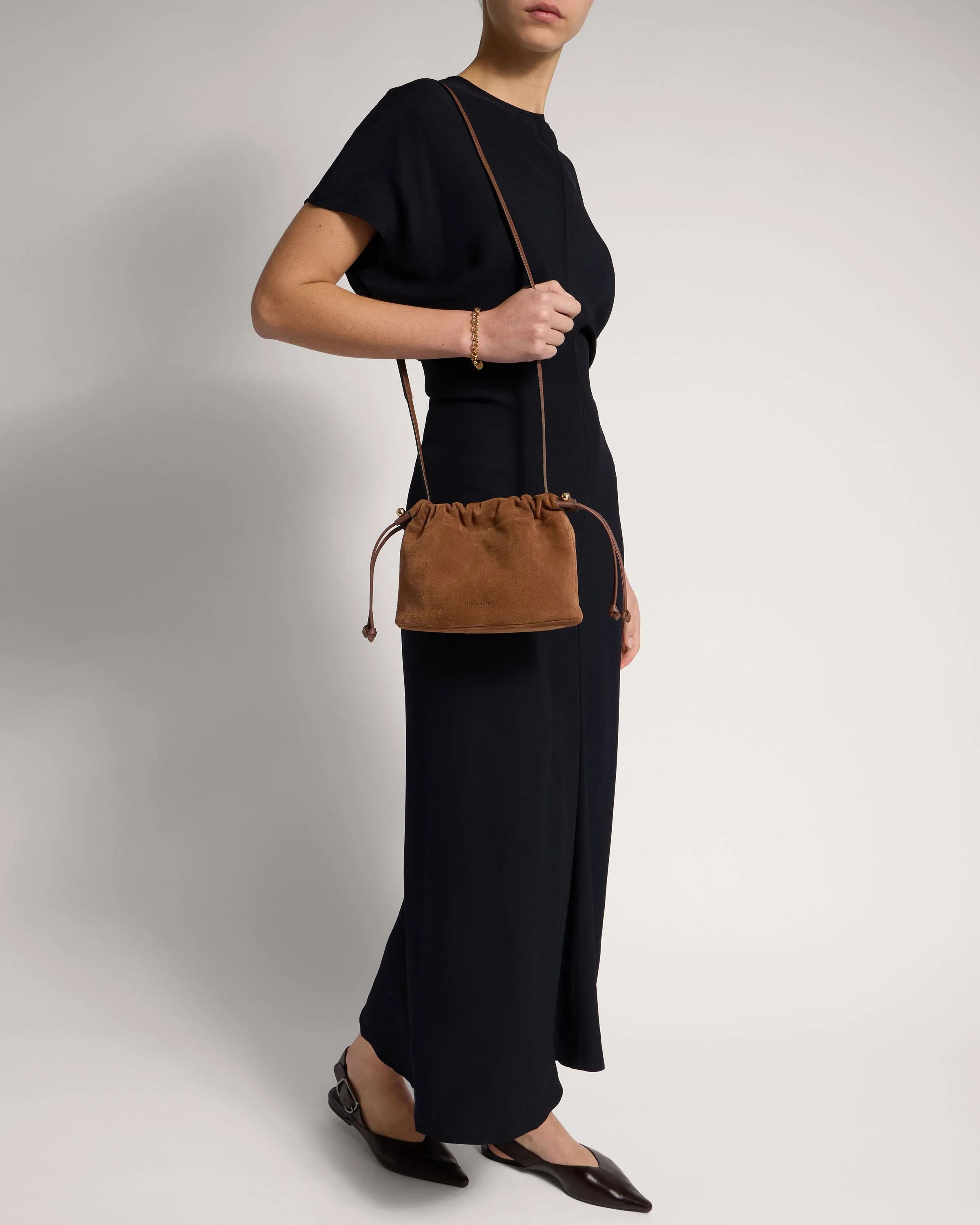 Charlotte Drawstring - Tan Suede