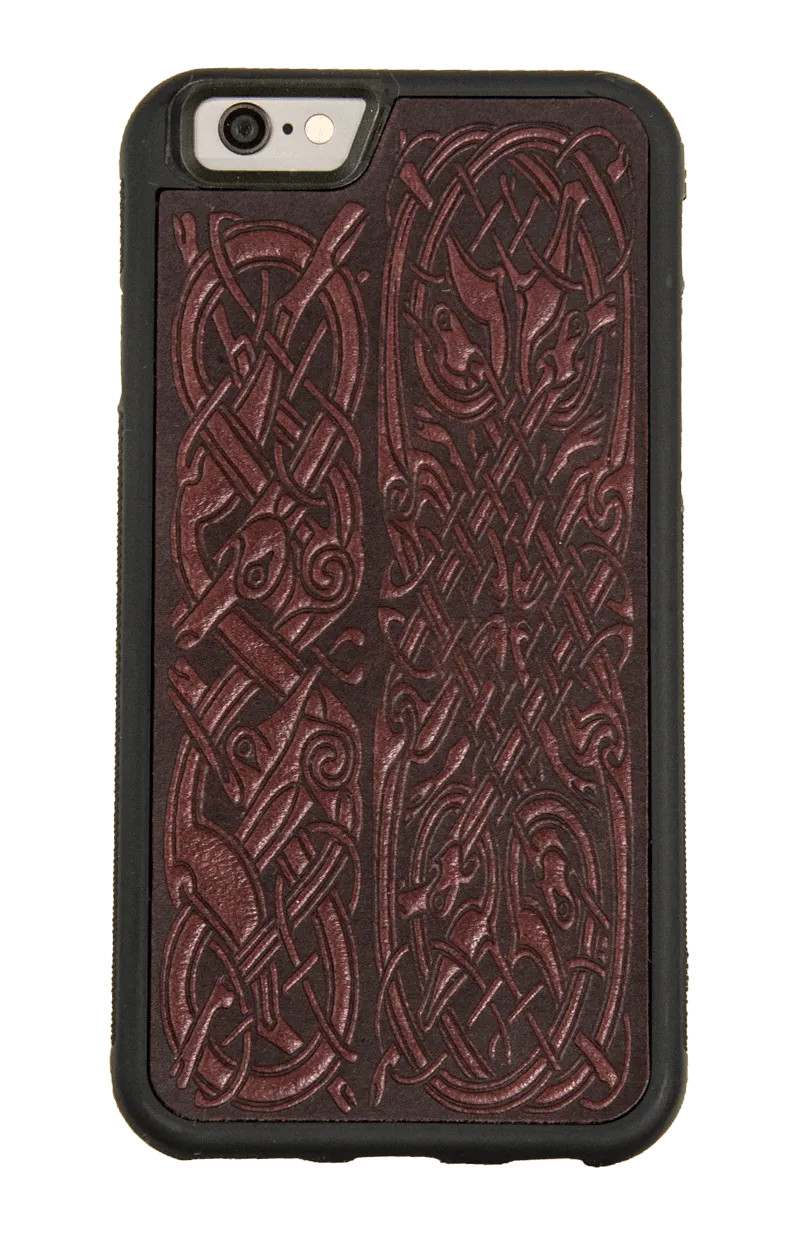 CLEARANCE Leather iPhone Case for XS Max, Celtic Hounds, WIne