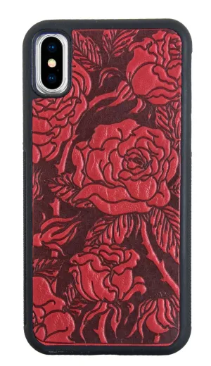CLEARANCE Leather iPhone Case for X/XS, XS MAX, Wild Rose, Red