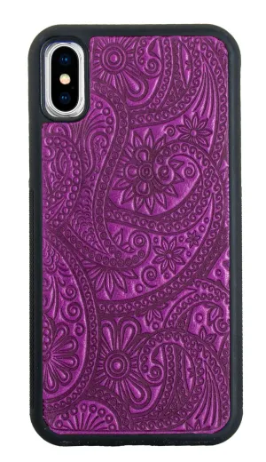 CLEARANCE Leather iPhone XR, XS Max, & X/xs Cases, Paisley, Orchid