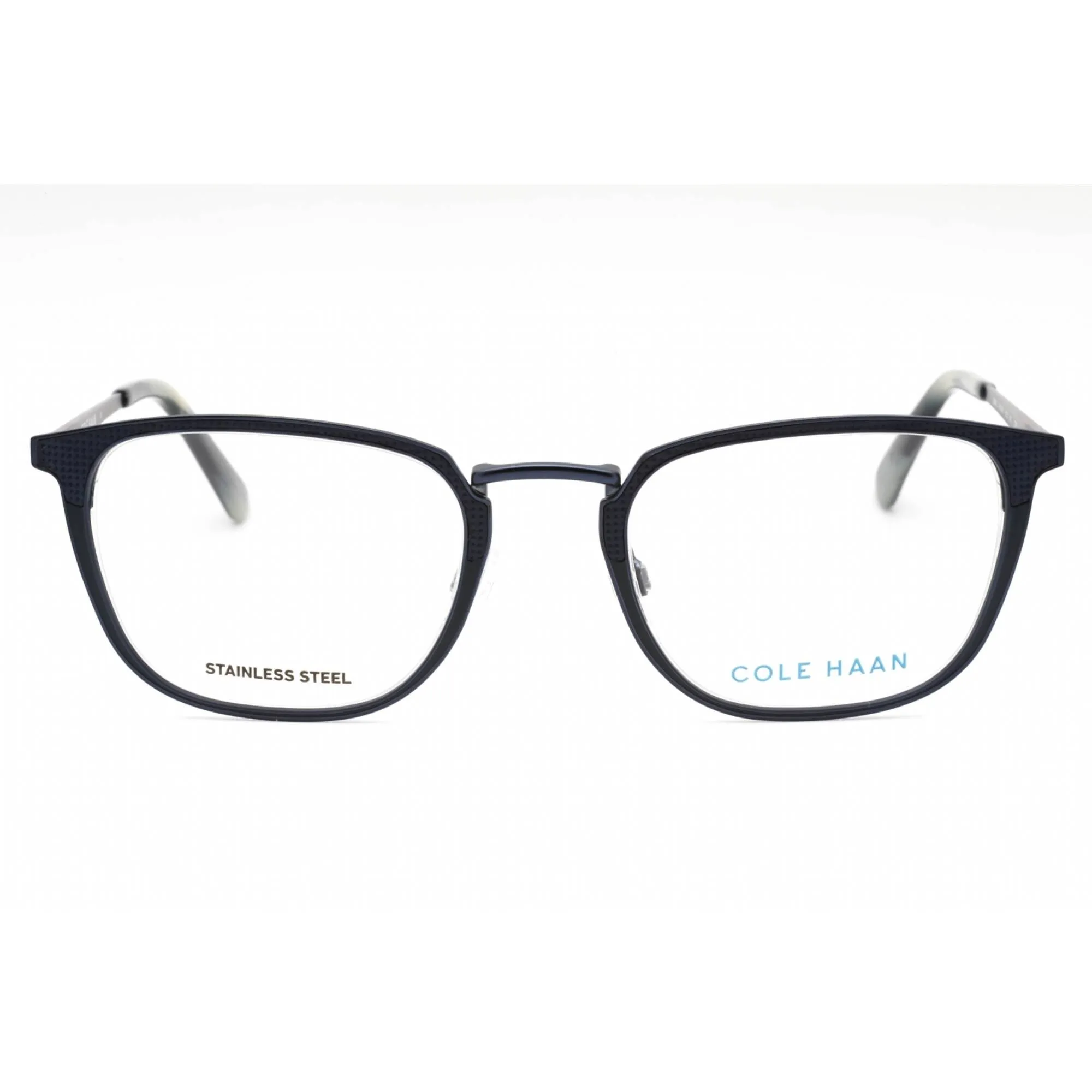 Cole Haan Men's Eyeglasses - Navy Metal Square Full Rim Frame Clear Lens | CH4042 414