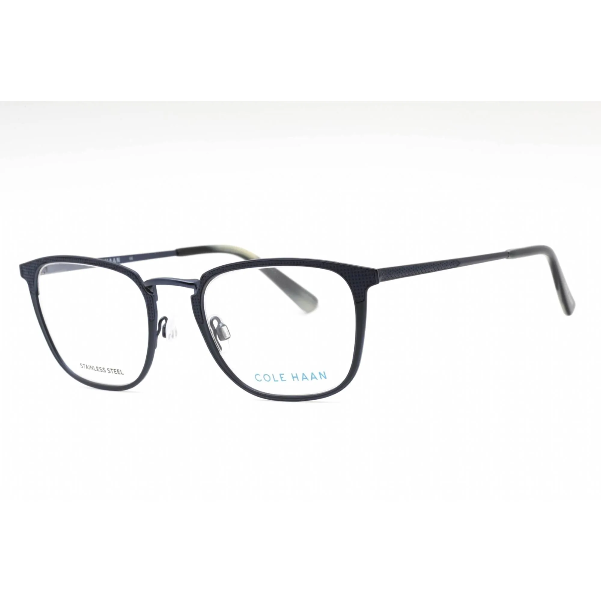 Cole Haan Men's Eyeglasses - Navy Metal Square Full Rim Frame Clear Lens | CH4042 414