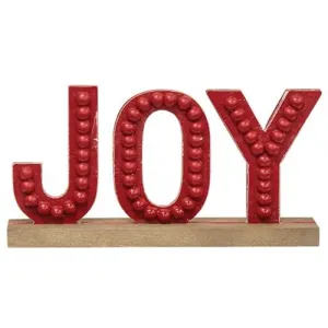 *Distressed Beaded Wooden Joy Sign on Base