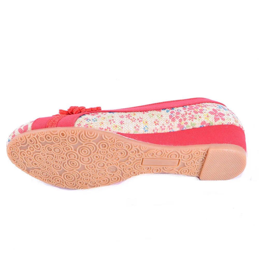 Flower Embroidery Canvas Linen Shoes