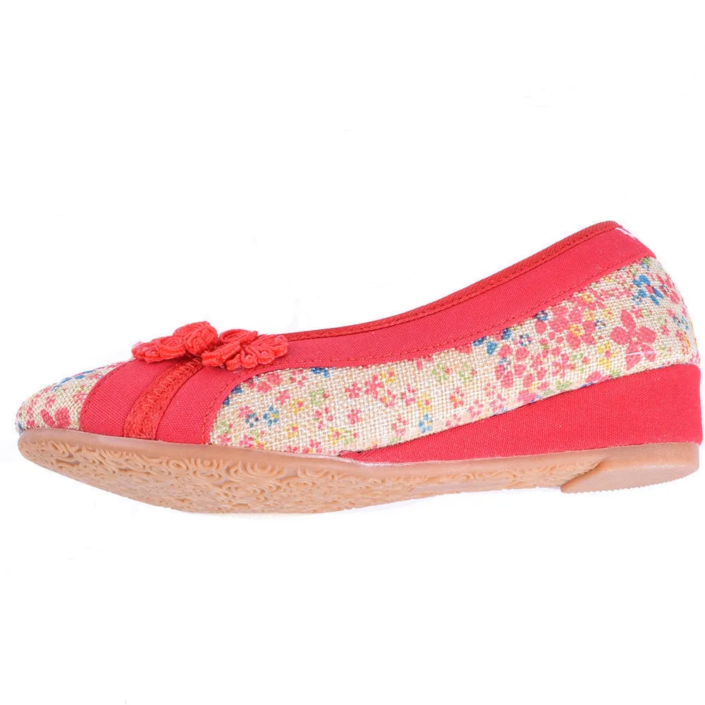Flower Embroidery Canvas Linen Shoes