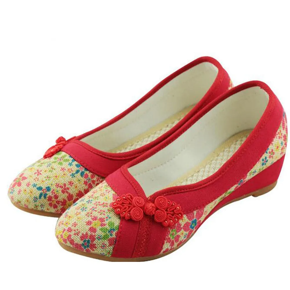 Flower Embroidery Canvas Linen Shoes