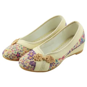 Flower Embroidery Canvas Linen Shoes