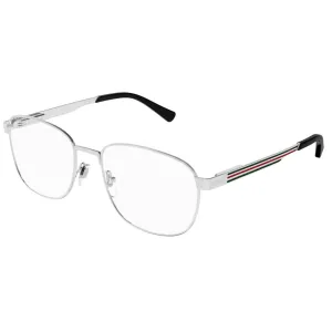Gucci Men's Eyeglasses - Silver Metal Full Rim Square Frame Demo Lens | GG12250 001