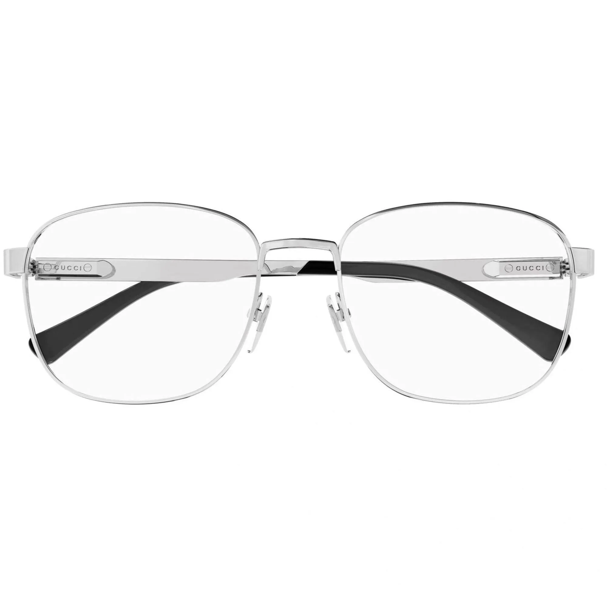 Gucci Men's Eyeglasses - Silver Metal Full Rim Square Frame Demo Lens | GG12250 001