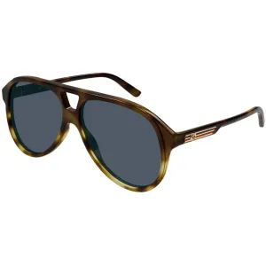 Gucci Men's Sunglasses - Havana Acetate Full Rim Pilot Frame Blue Lens | GG1286S 004