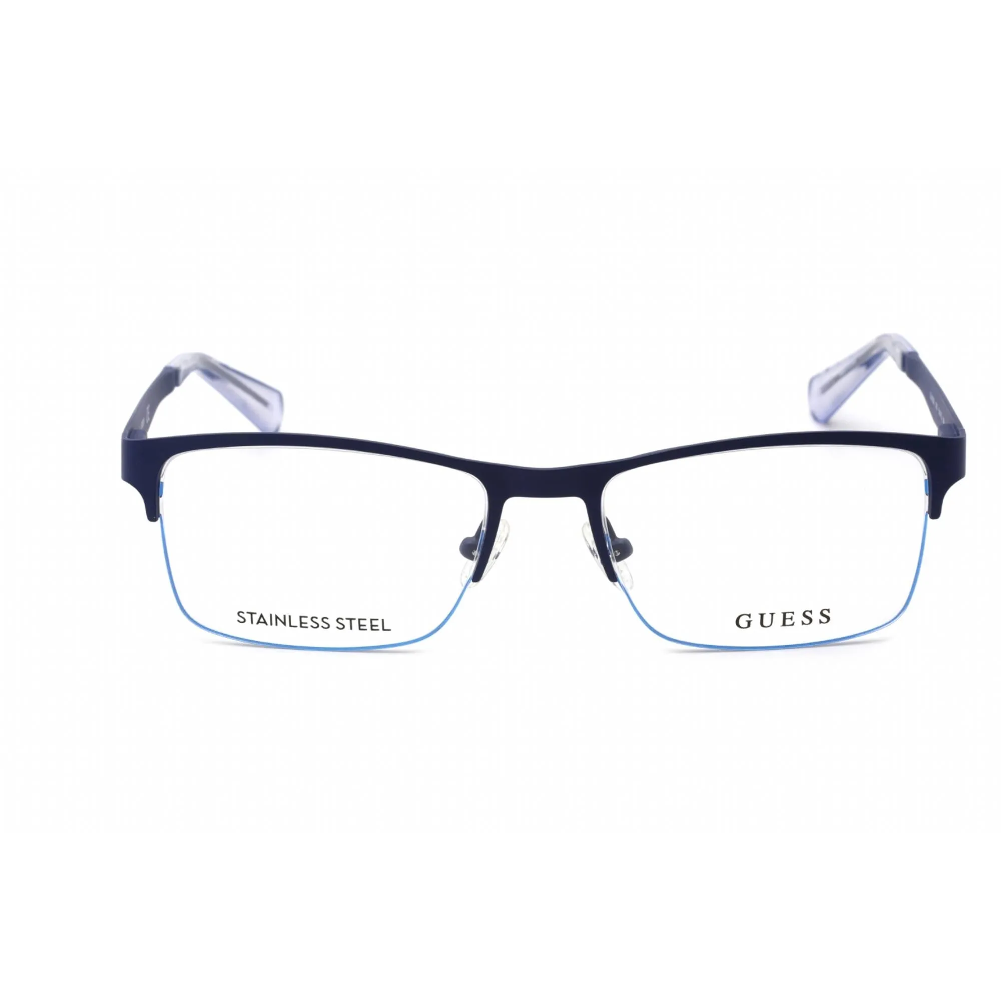 Guess Men's Eyeglasses - Matte Blue Metal Rectangular Full Rim Frame | GU1936 091