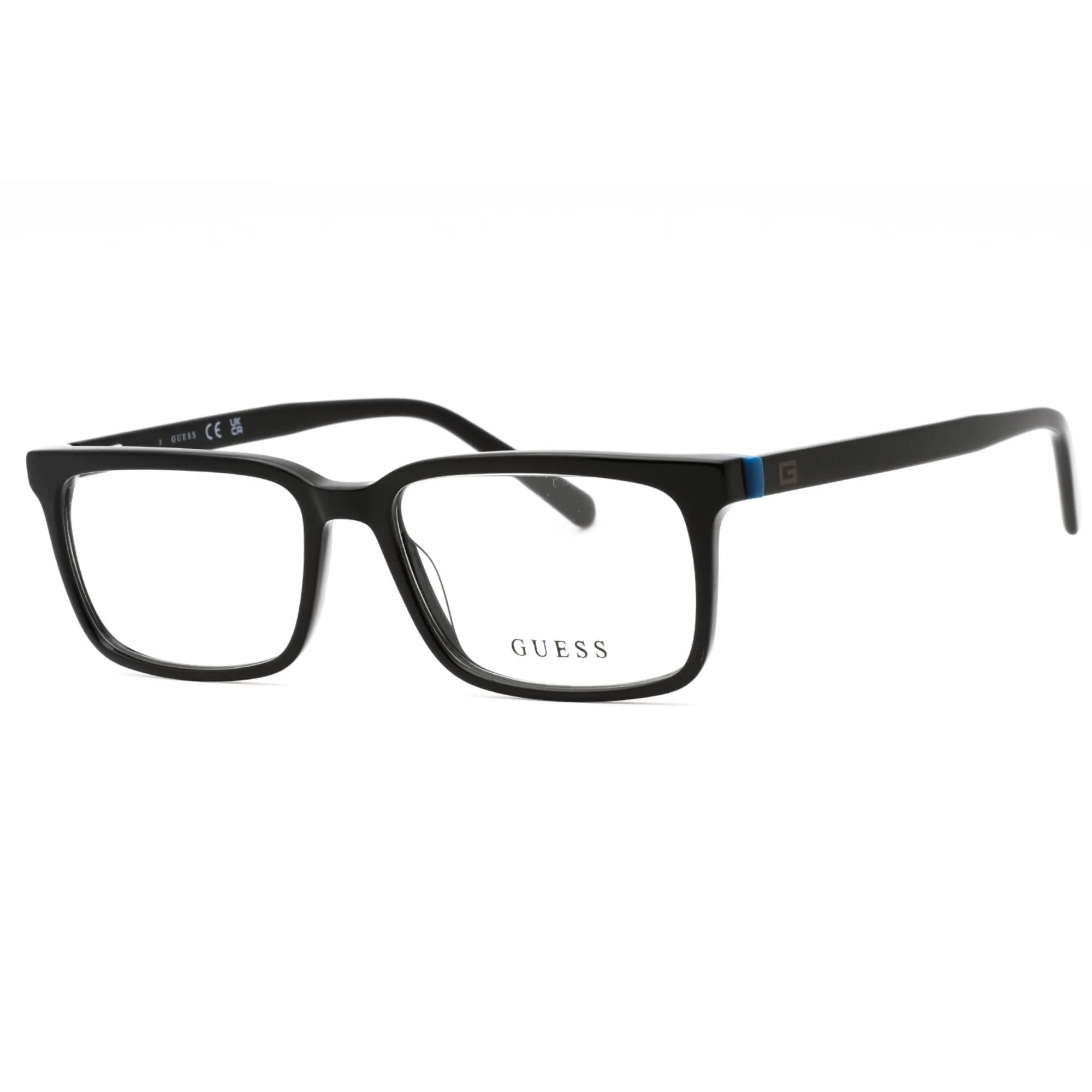 Guess Men's Eyeglasses - Shiny Black Acetate Rectangular Full Rim Frame | GU50068 001