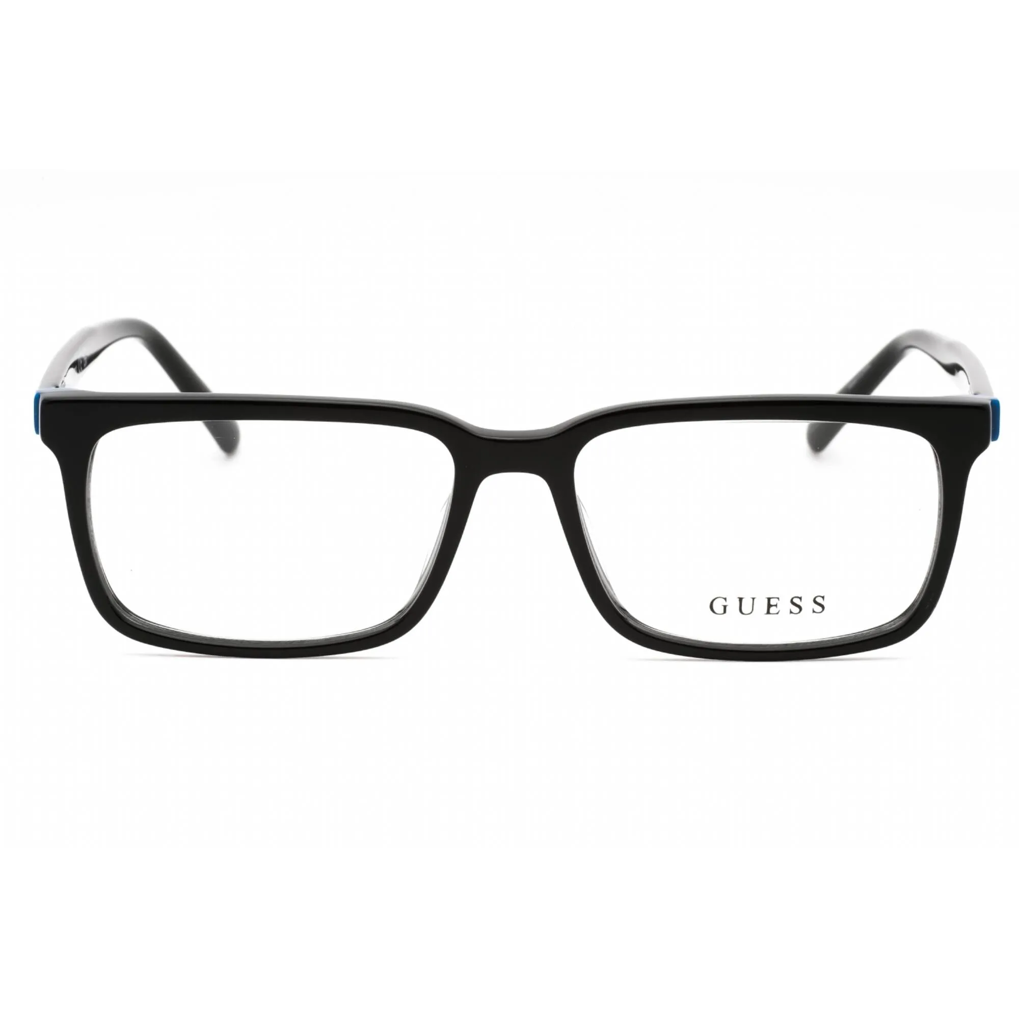 Guess Men's Eyeglasses - Shiny Black Acetate Rectangular Full Rim Frame | GU50068 001