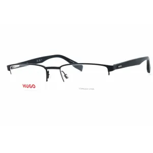 Hugo Men's Eyeglasses - Matte Blue Wood Metal Rectangular Half Rim | HG 0324 02WF 00