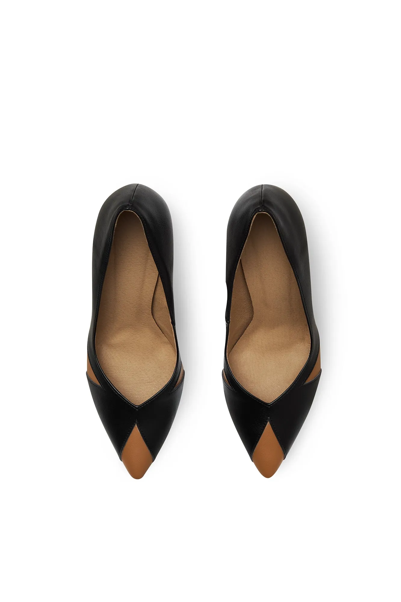 Ivo Vegan Mushroom & Grape Leather Heels | Black & Caramel