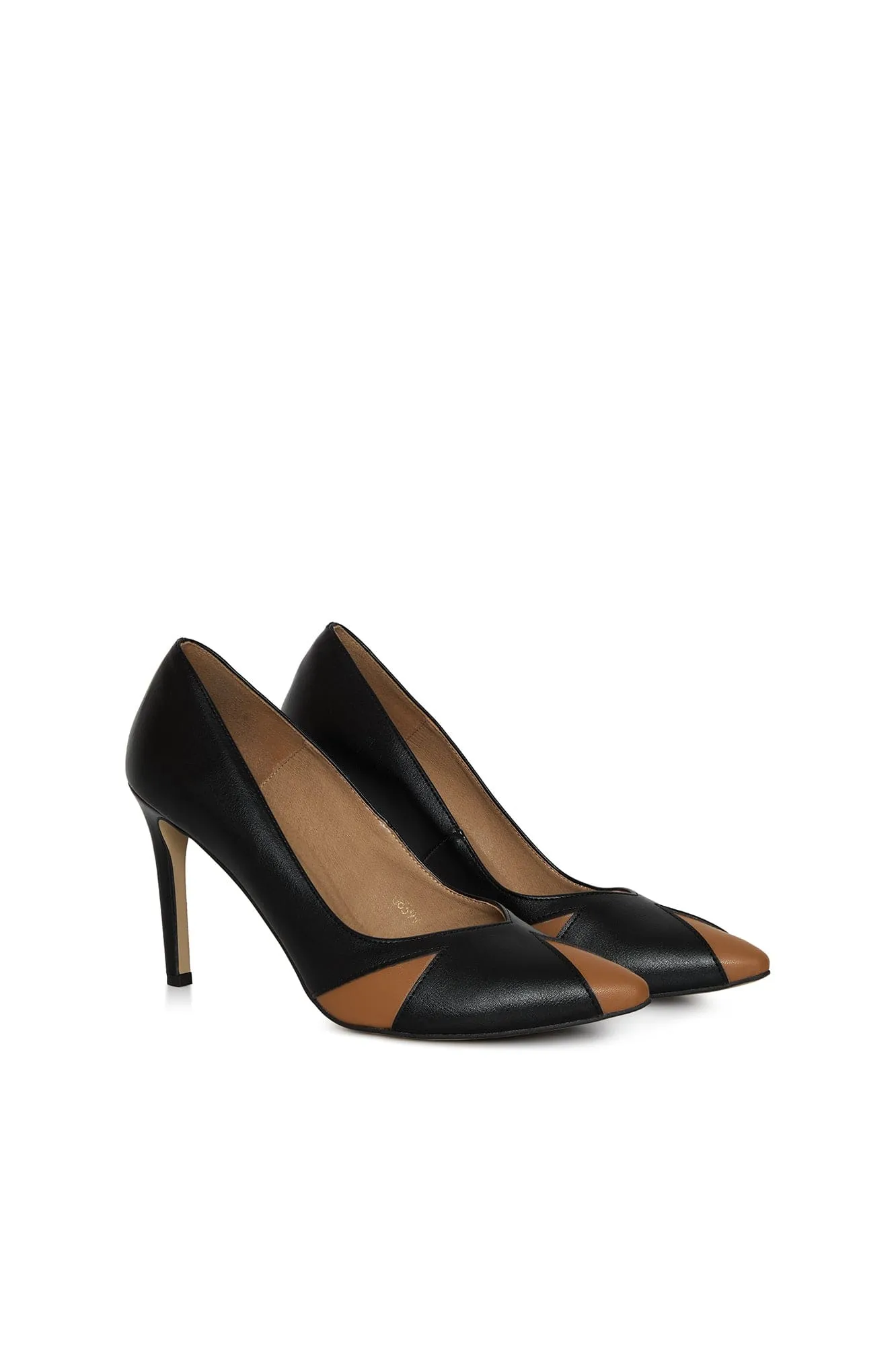 Ivo Vegan Mushroom & Grape Leather Heels | Black & Caramel