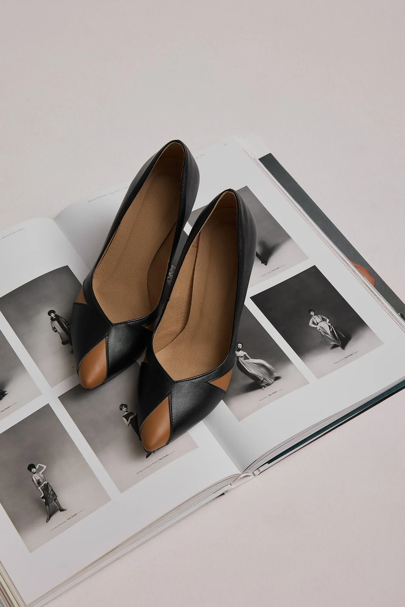 Ivo Vegan Mushroom & Grape Leather Heels | Black & Caramel