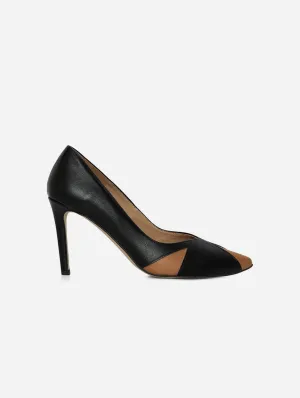 Ivo Vegan Mushroom & Grape Leather Heels | Black & Caramel