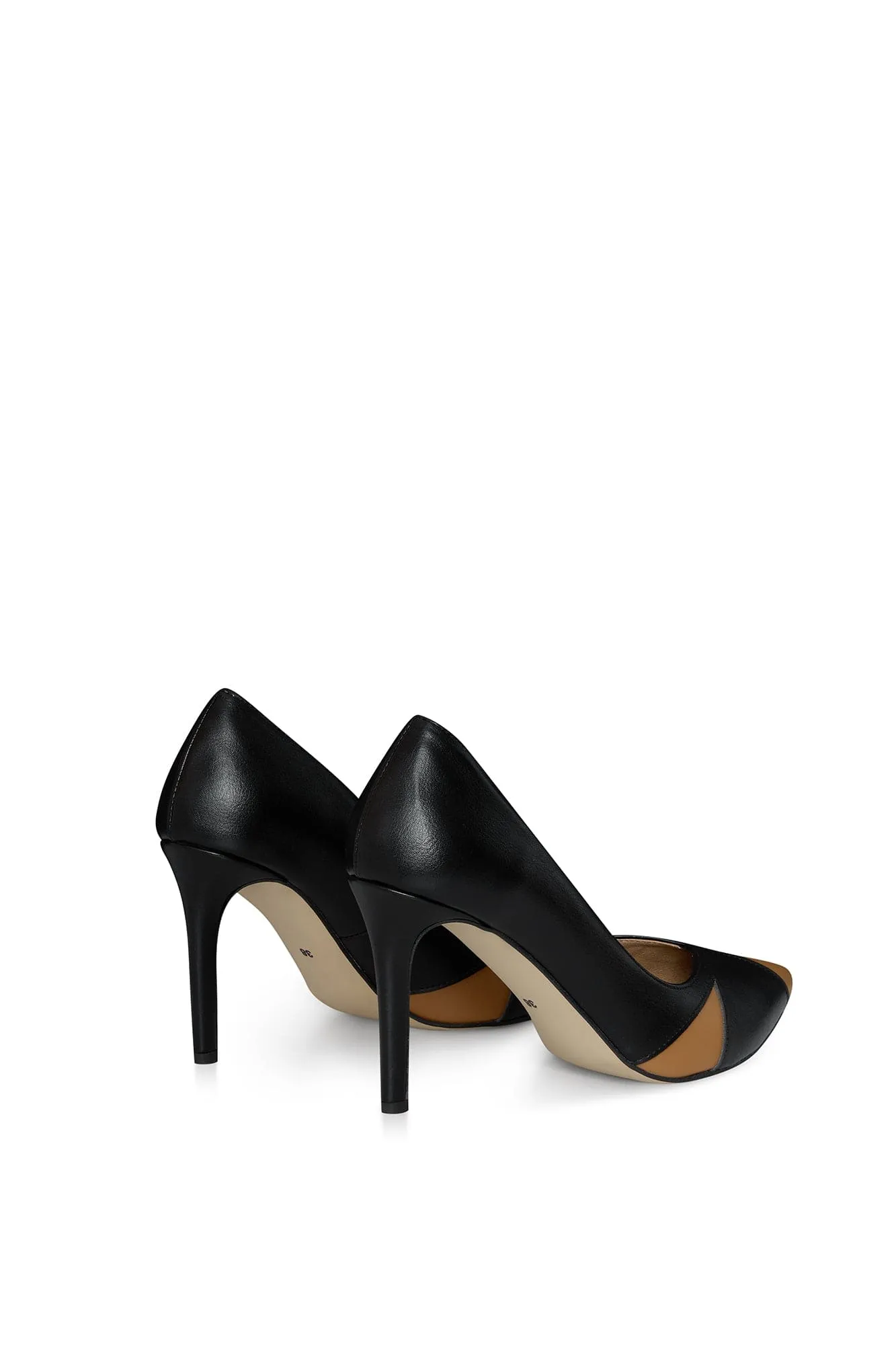 Ivo Vegan Mushroom & Grape Leather Heels | Black & Caramel