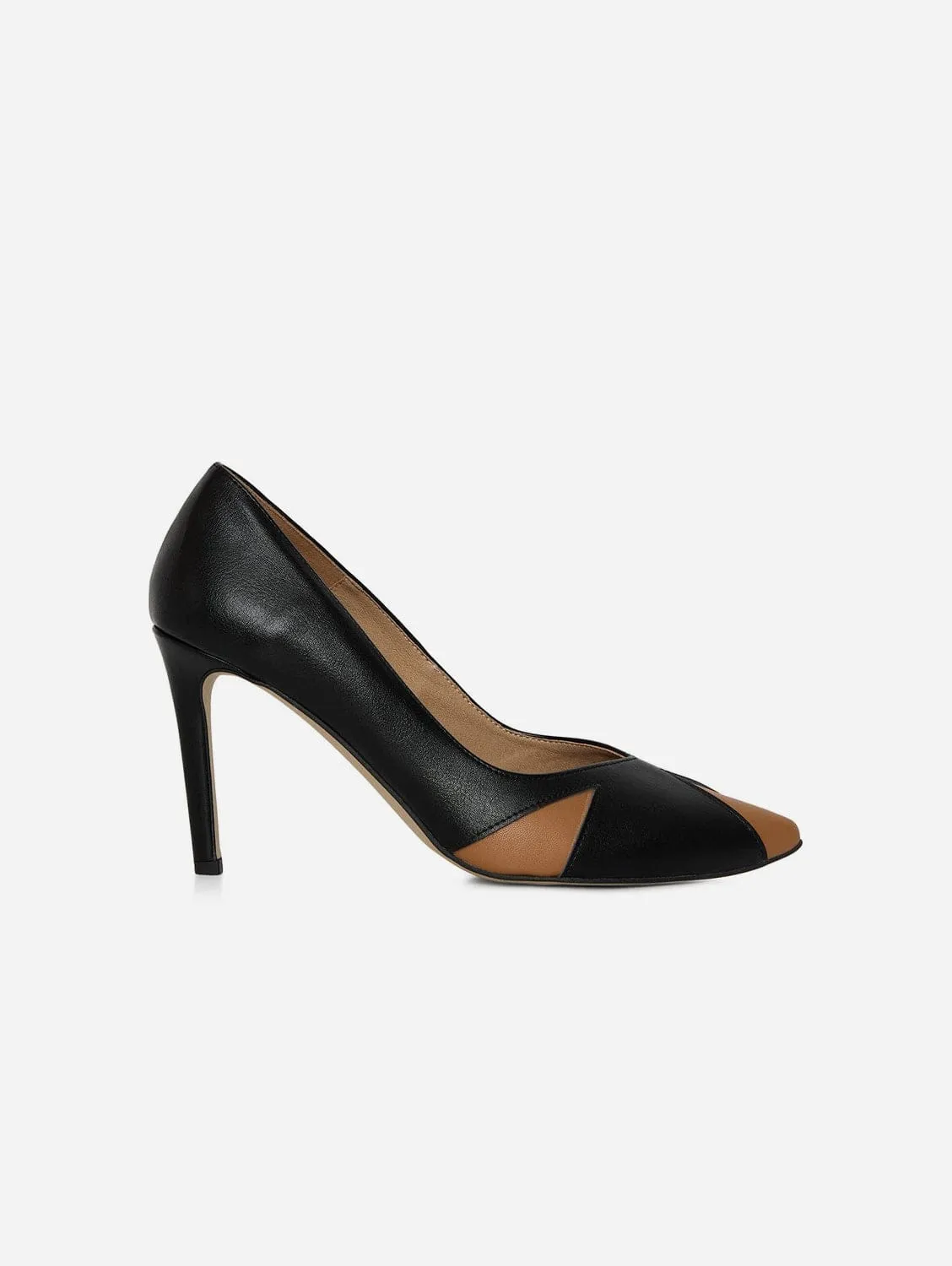 Ivo Vegan Mushroom & Grape Leather Heels | Black & Caramel