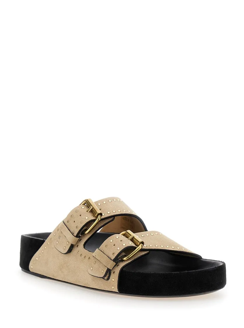 'Lennyo' Beige Slip-On Sandals