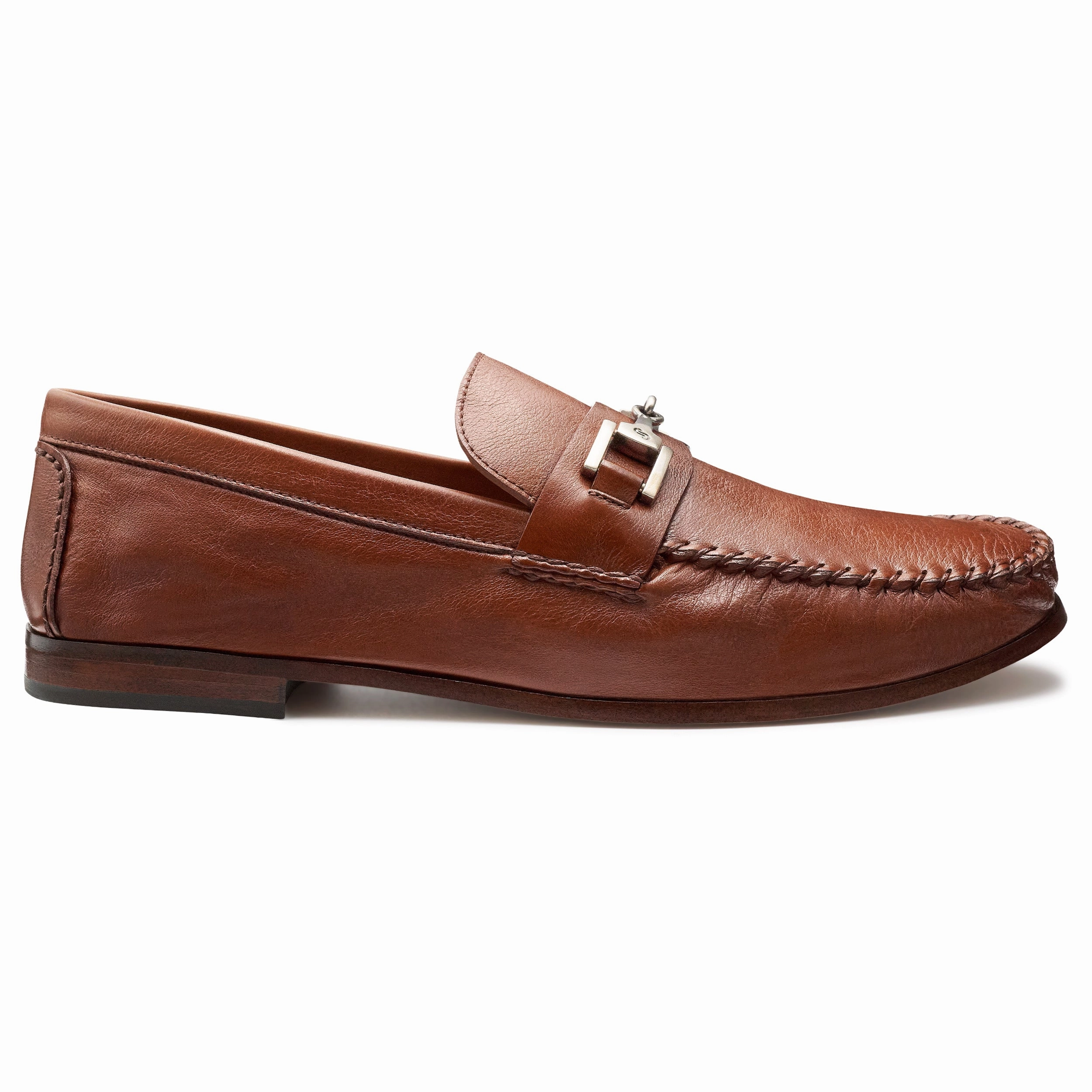Men´s brandy leather buckle moccasins