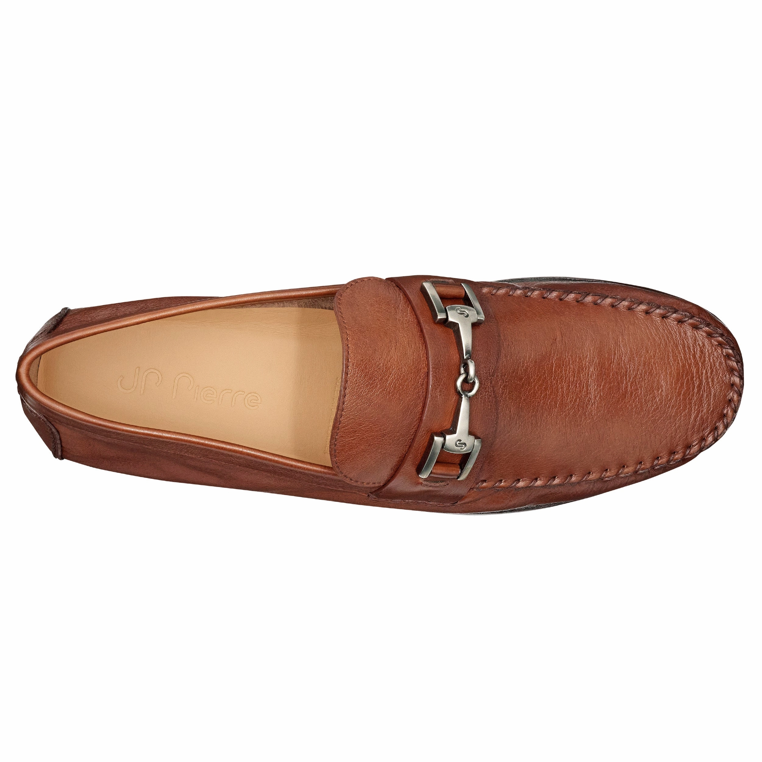 Men´s brandy leather buckle moccasins