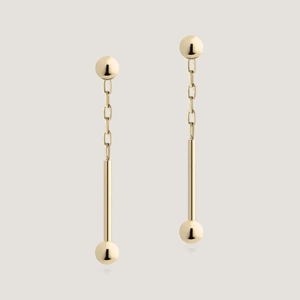 Music Bar Drop Earrings - 22 Carat Gold Gilded