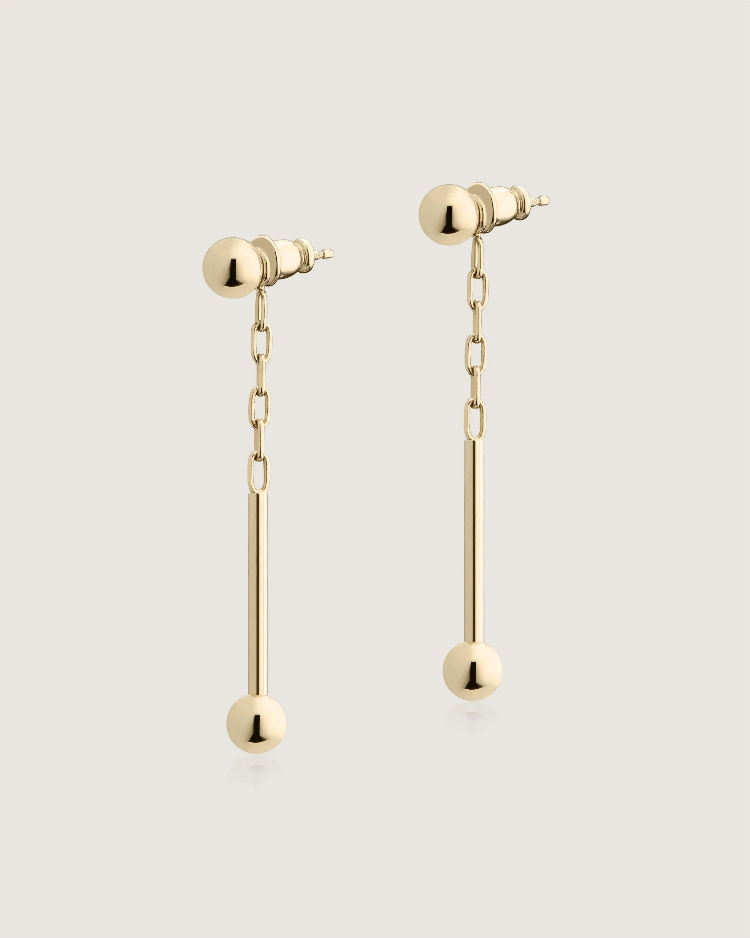 Music Bar Drop Earrings - 22 Carat Gold Gilded