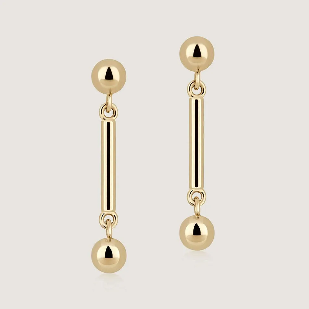 Music Bar Earrings - 22 Carat Gold Gilded