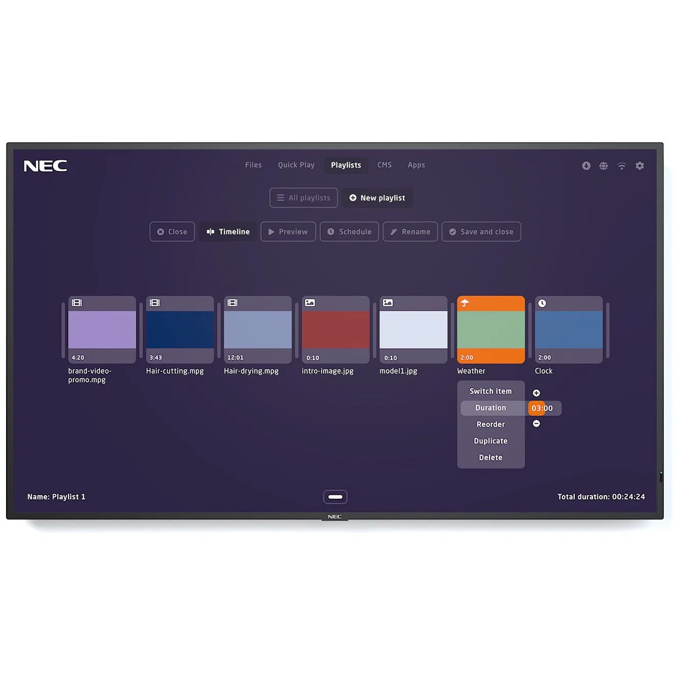 NEC MultiSync® M491-MPi4 LCD 49" Midrange Large Format Display (incl. NEC MediaPlayer)
