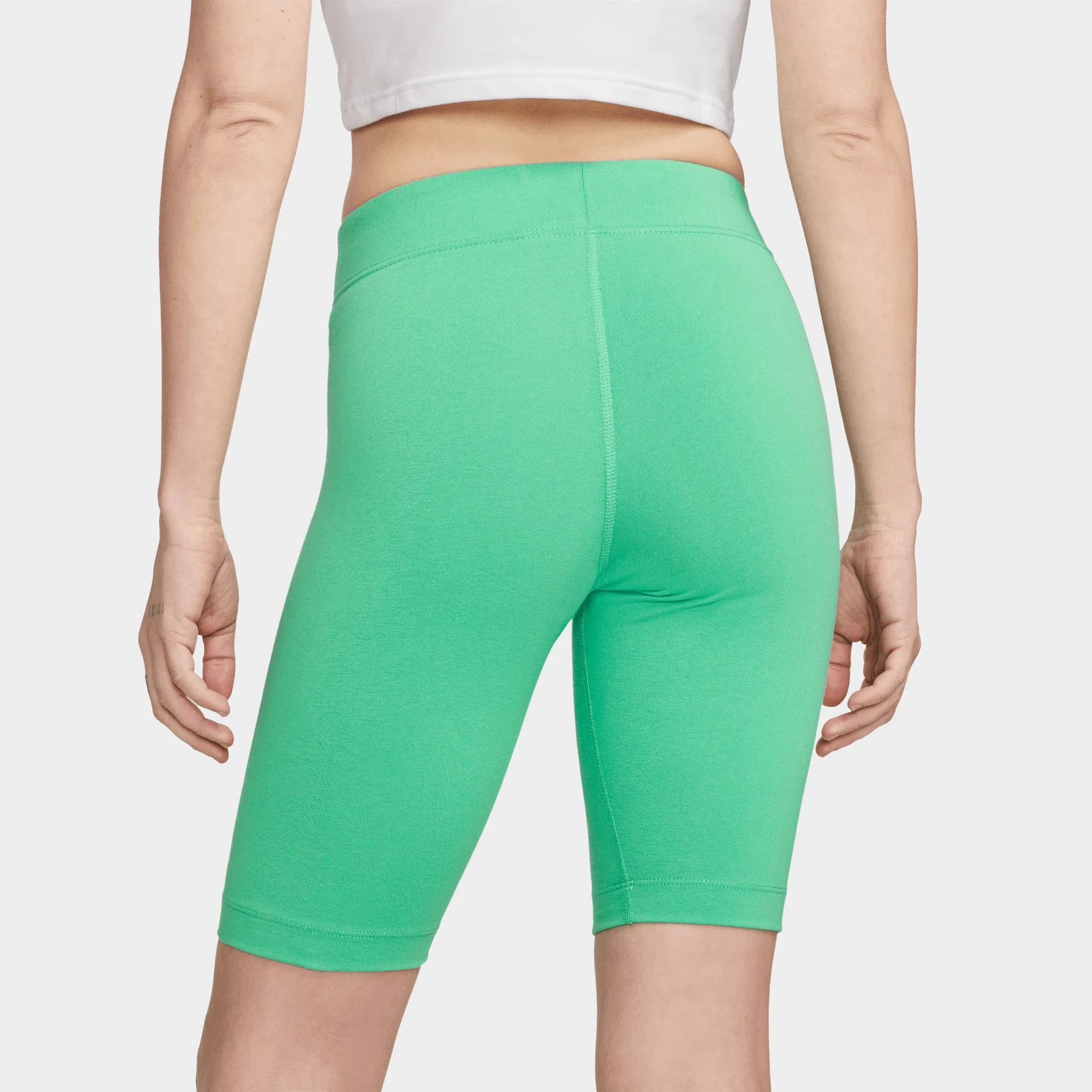 Nike Sportswear Women's Essential Mid-Rise Bike Shorts Spring Green / White
