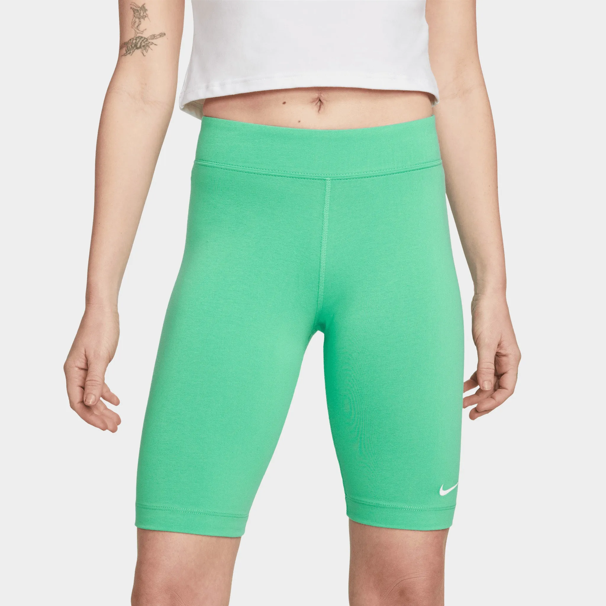 Nike Sportswear Women's Essential Mid-Rise Bike Shorts Spring Green / White