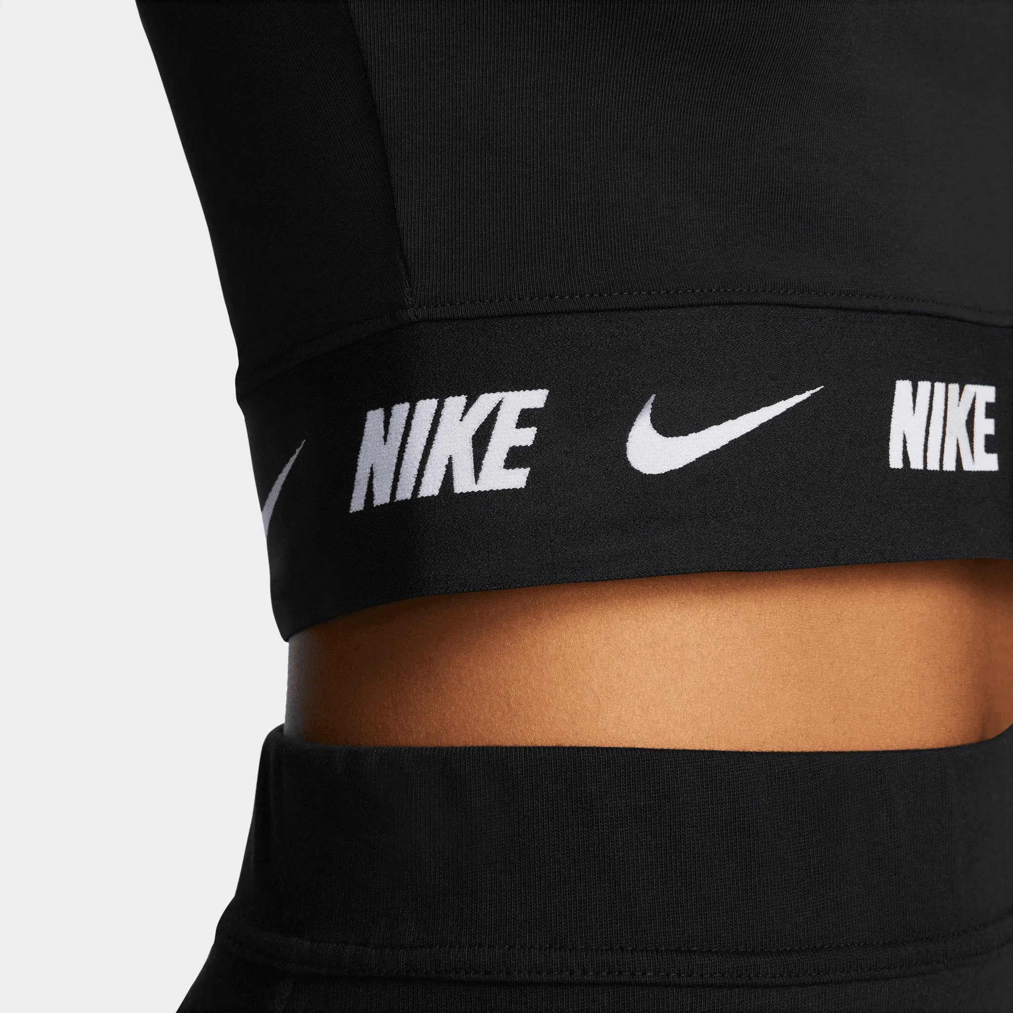 Nike Women's Sportswear Crop Tape Long-Sleeve Top Black / Dark Smoke Grey