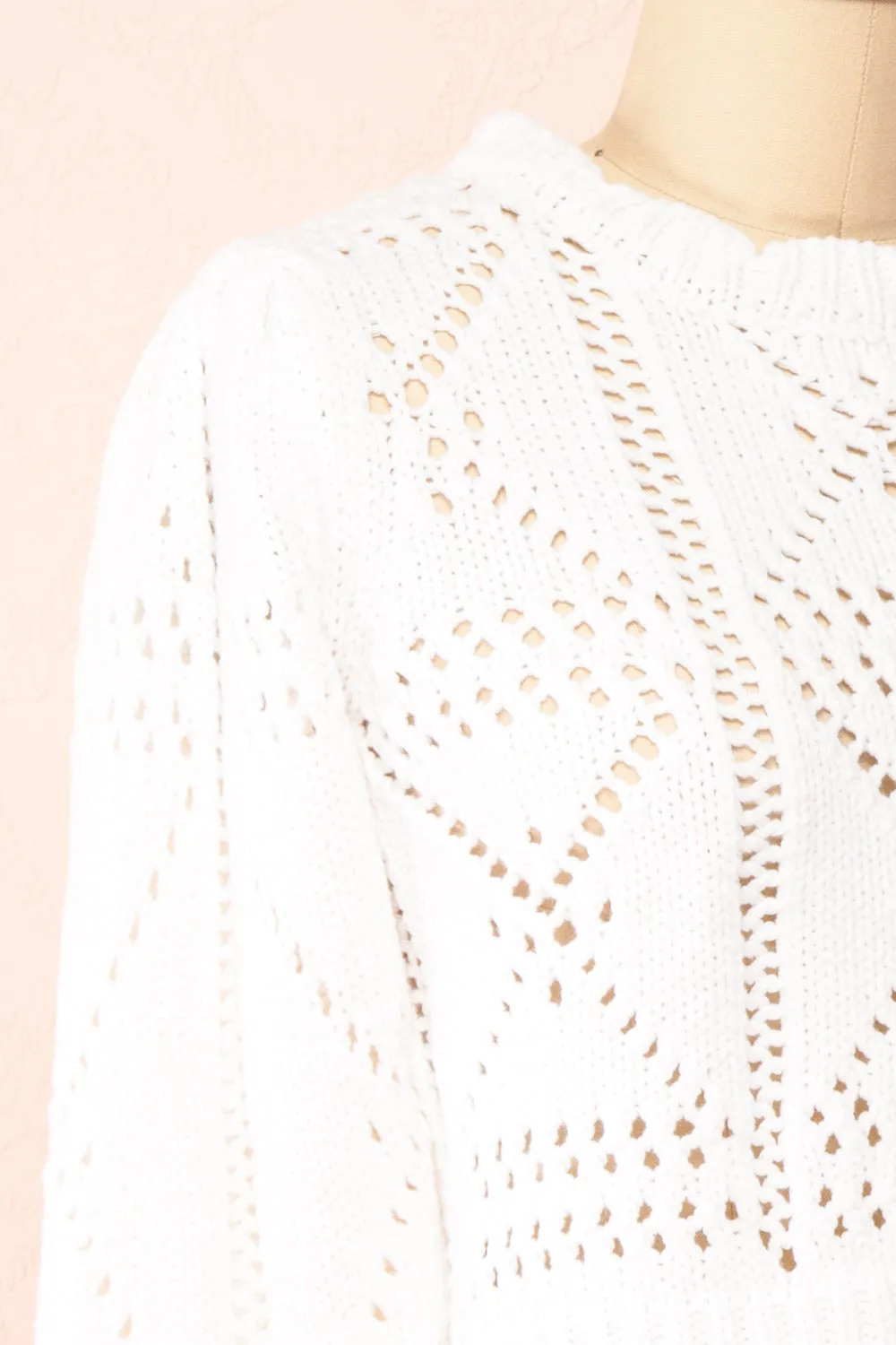 Okoye White | Cropped Knit Sweater