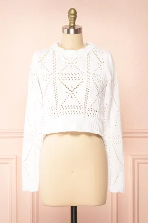 Okoye White | Cropped Knit Sweater