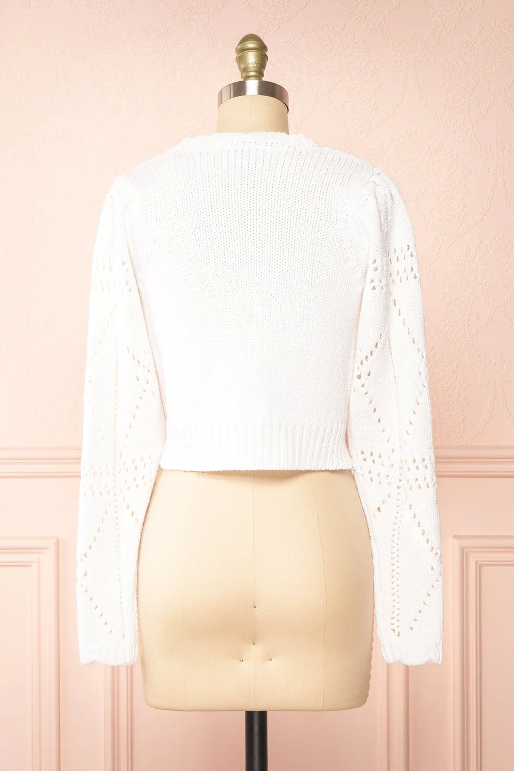 Okoye White | Cropped Knit Sweater