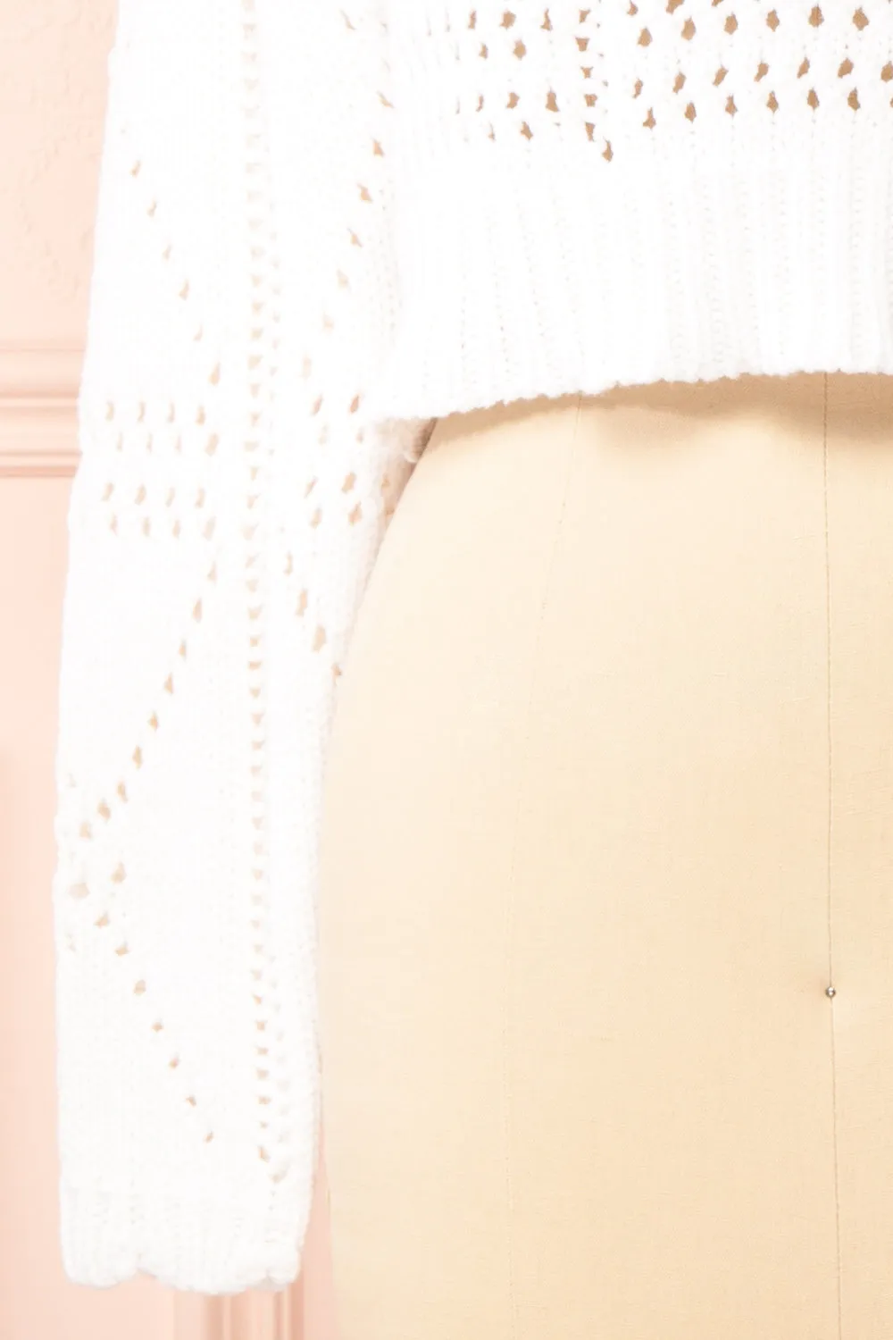 Okoye White | Cropped Knit Sweater