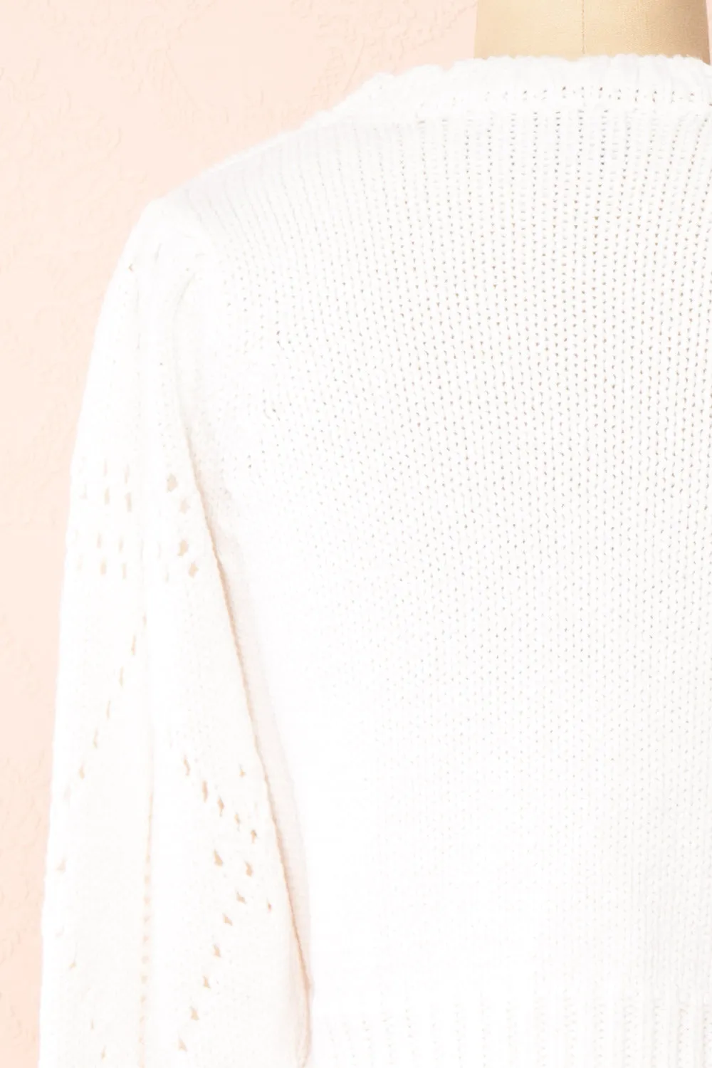 Okoye White | Cropped Knit Sweater